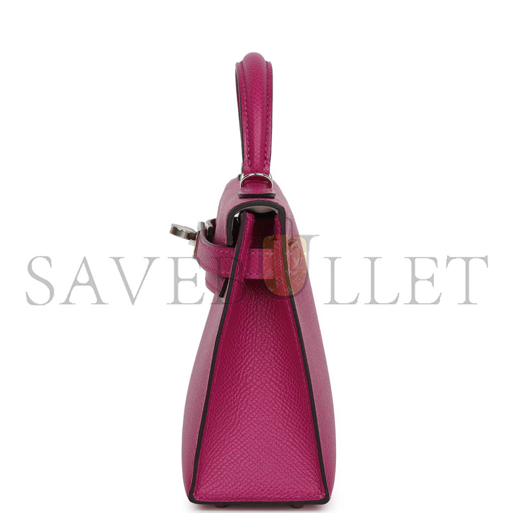 HERMÈS MASTER KELLY SELLIER 20 ROSE POURPRE VERSO EPSOM PALLADIUM HARDWARE (19*12*5.5cm)